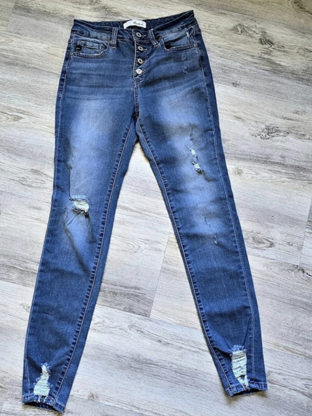 Kancan Skinny Distressed Jeans in Blue Waist 7/27